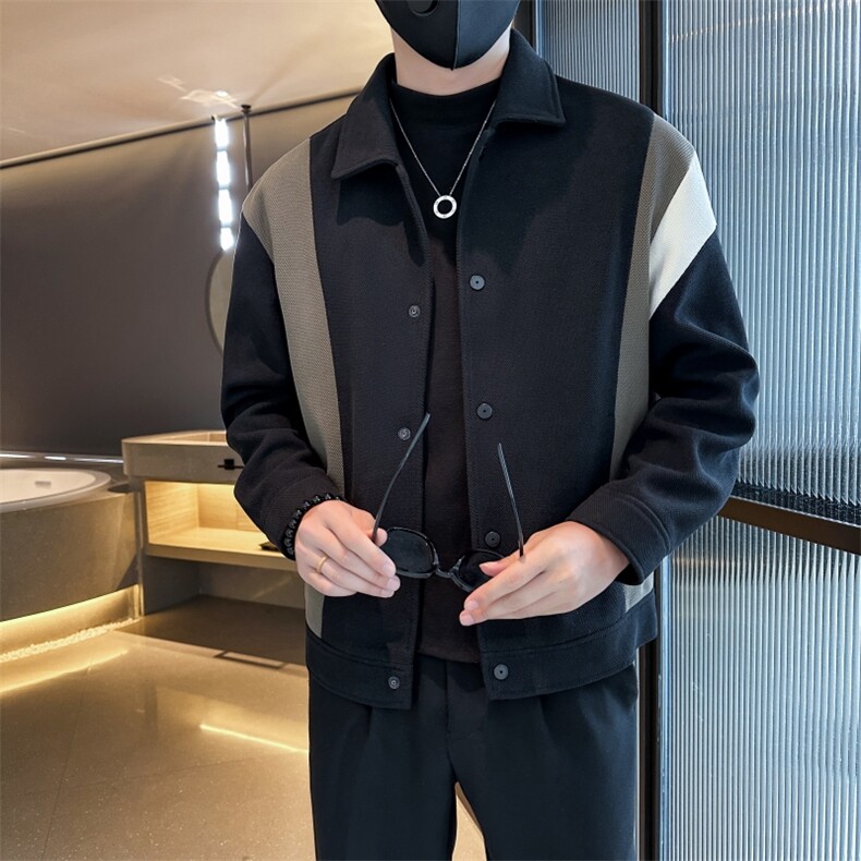 2025秋冬季社会小伙痞帅男毛呢拼接夹克外套JK28P125控168,男装夹克,电商B276A