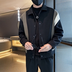 2025秋冬季社会小伙痞帅男毛呢拼接夹克外套JK28P125控168，男装夹克，电商B276A