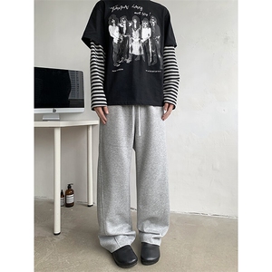 美式弯刀卫裤男春秋潮牌宽松情侣休闲裤百搭运动长裤子K0165-P37图片