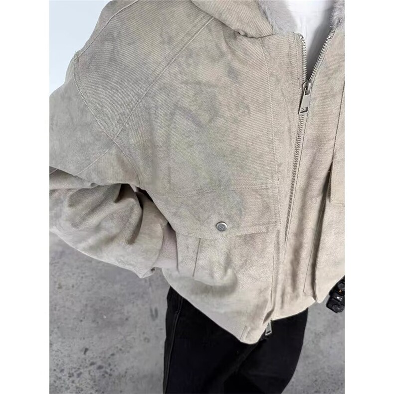冬季羊羔毛拼接棉服潮流韩系立领棉袄加厚面包服棉衣外套男,男装棉衣,星座506A