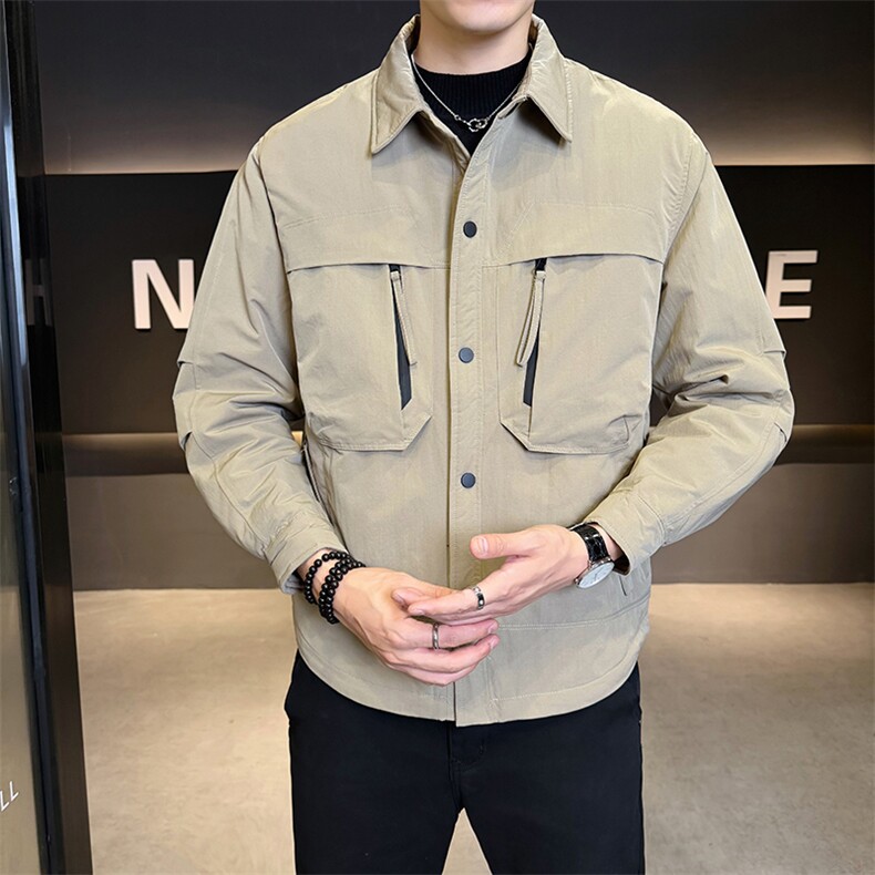 标轻薄羽绒服男工装风冬季潮流翻领短款外套男士夹克3507-P185,男装夹克,电商D327