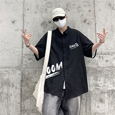 DSA028-MDS2140夏季新款港风百搭潮流印花短袖衬衫男，男装T恤，电商A028