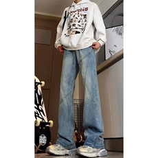 高品质B221美式ins高街解构宽松微喇牛仔裤LK24343-P65控88，男装牛仔裤，电商B221