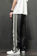 K3007/P30新款休闲裤男排扣开衩学生运动裤大码阔腿裤直筒裤图片