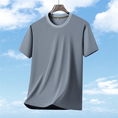 夏季简约休闲大码纯色圆领高品质短袖T恤男冰丝上衣-T7989-P25，男装T恤，星座310B-3