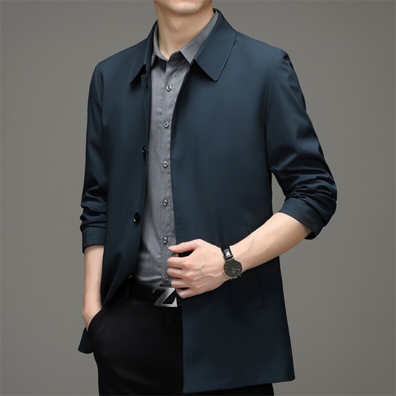 外套男春秋季宽松商务休闲男装上衣2023新款男士中年翻领免烫夹克,男装夹克,电商B212（原钱塘6029）