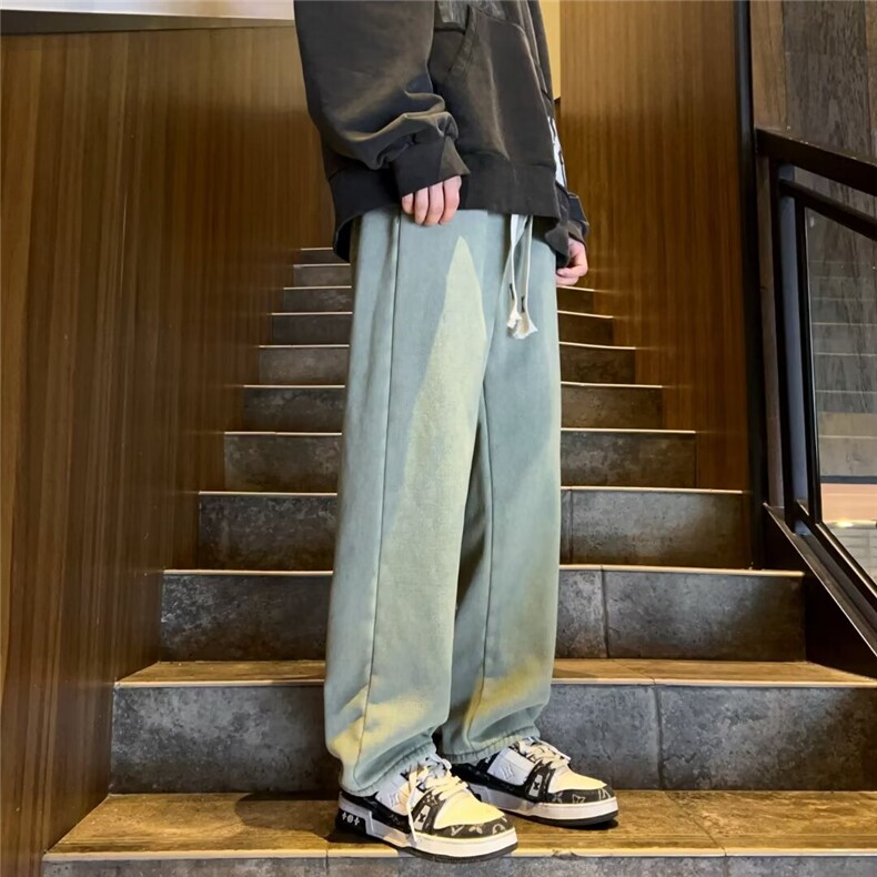 羊羔毛加绒牛仔裤男款冬款宽松加厚休闲青少年水洗抽绳XK8064-P63,男装休闲裤,星座1109-3