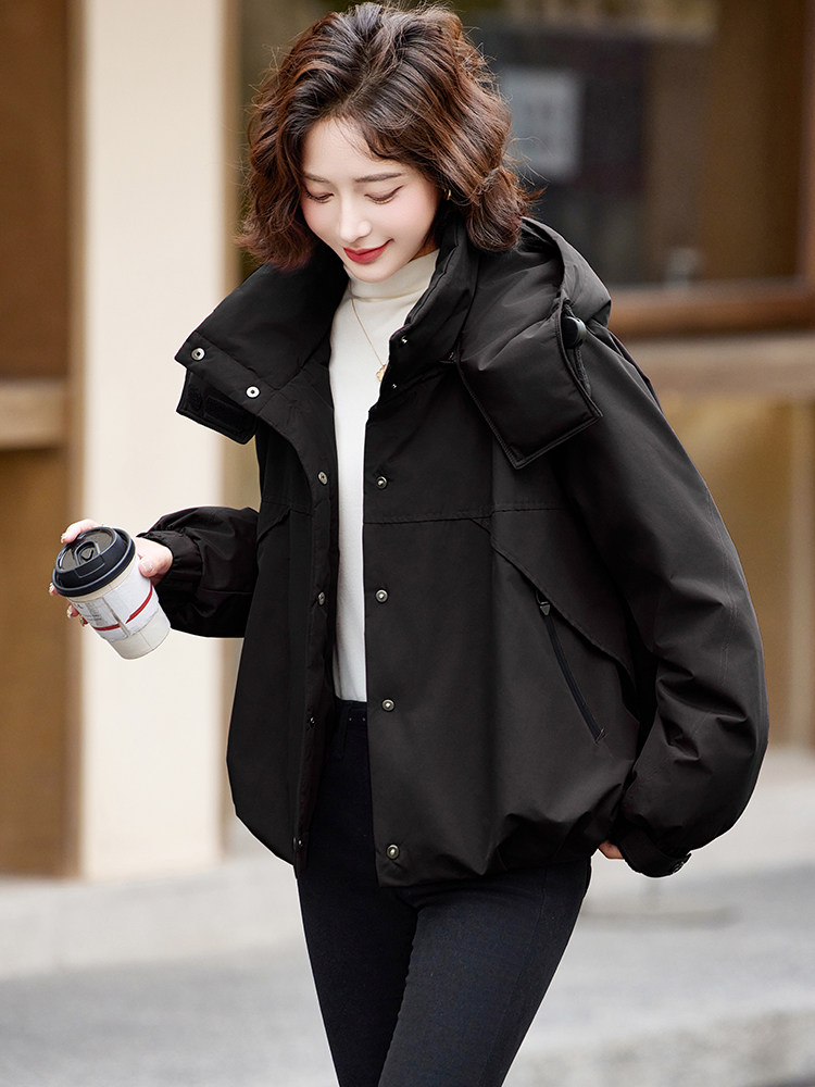 安可拉红羽绒服女冬季新款2024宽松休闲小个子加厚派克服短款外套,女装羽绒服,姿萝菲