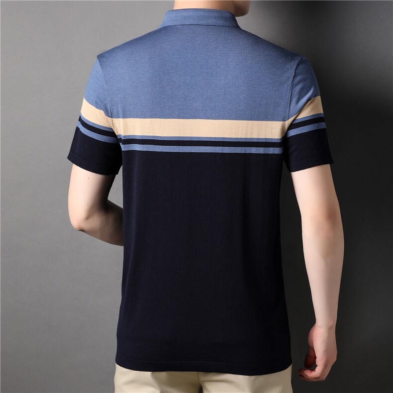 APm22200308钱塘2020-3夏季新款条纹翻领时尚休闲短袖精品T恤P95,男装T恤,钱塘207-3