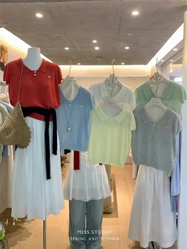 夏季新款短袖t恤女薄款圆领针织宽松百搭半袖上衣,女装T恤,斯尔特羊绒