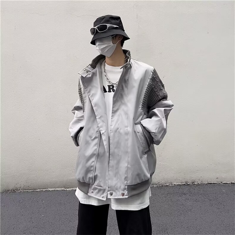 夹克男美式潮流针织拼接外套秋季宽松痞帅高街棒球服6592P63,男装夹克,星座410-2