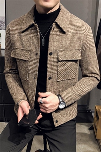 店主风轻熟小伙毛呢夹克休闲宽松修身外套男A236-JK-6015-P130图片