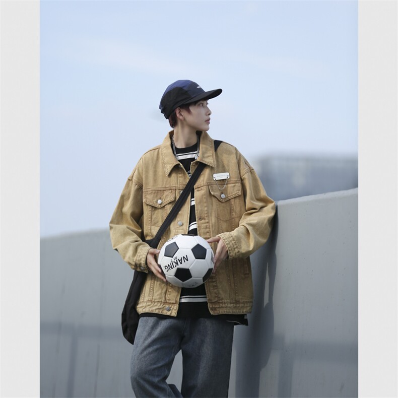 港风秋款男牛仔夹克铁环字母刺绣休闲外套JK87P70,男装夹克,星座1013-1