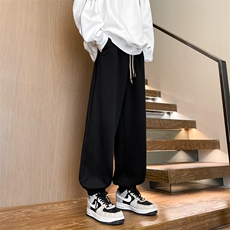 8XL-M束脚运动裤加肥加大码美式高街休闲卫裤阔腿长裤KZ1922/P58，男装休闲裤，电商B238