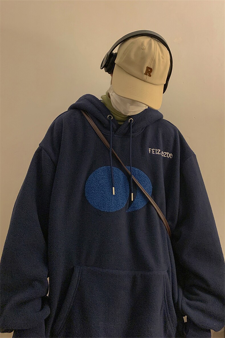 HD1427-TP75控价98-冬季双面摇粒绒卫衣毛巾绣套头连帽外套男,男装卫衣,电商A102-1
