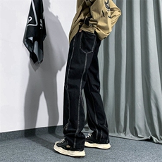 B221美式ins高街小众男女情侣款修身直筒牛仔裤LK22091-P60控78，男装牛仔裤，电商B221
