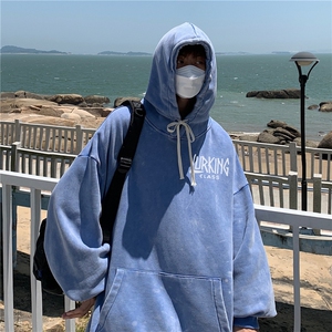加绒新款港风宽松连帽套头卫衣X5668-常规P70控88-加绒P80控98图片