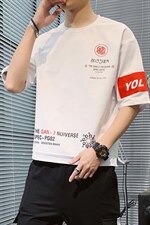 夏季短袖t恤男潮流宽松半袖印花打底衫男士上衣服DT05P30，男装T恤，电商A086