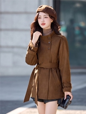 加棉风衣外套女中长款秋冬2025新款流行高端系带收腰保暖上衣，女装棉衣/棉服，浙宝029