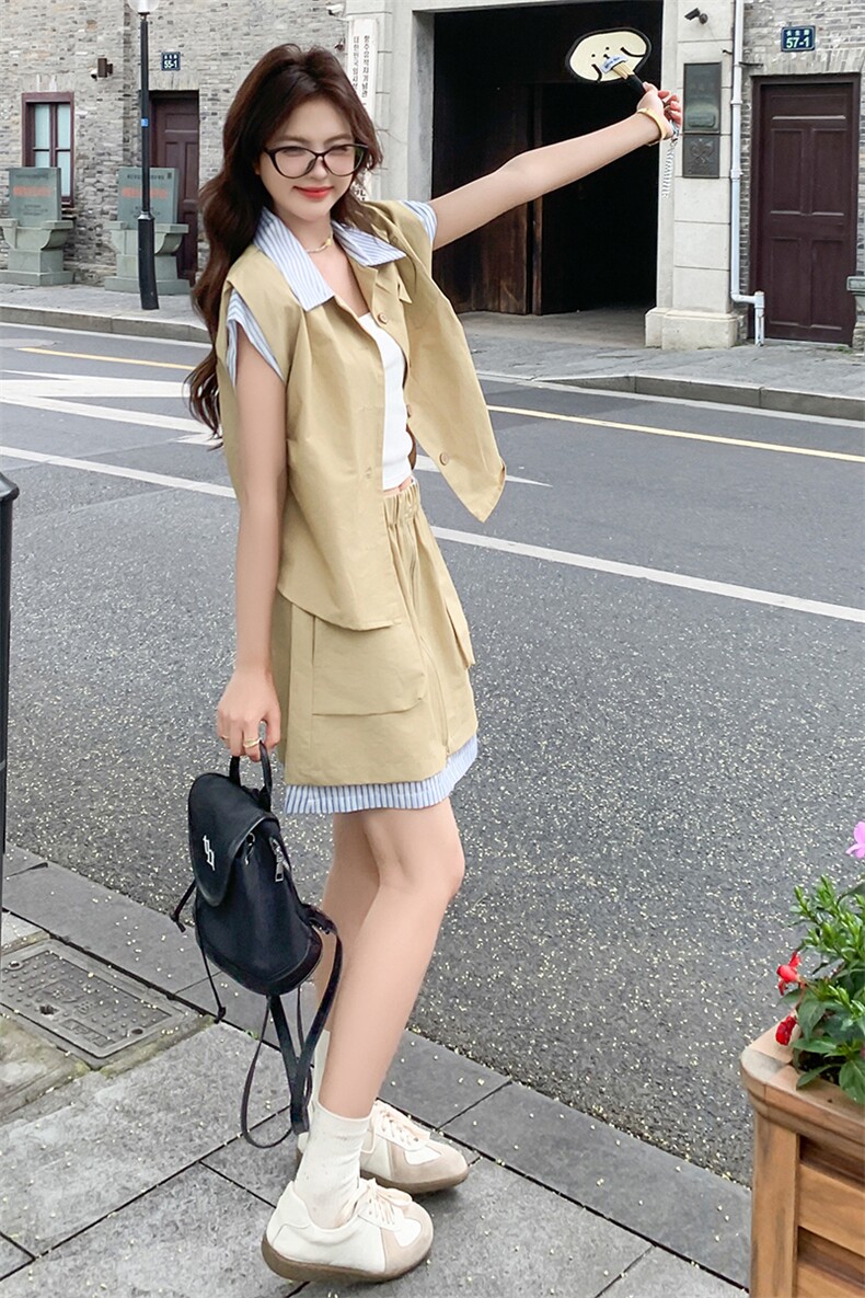 条纹西装裙裤套装两件套2C133-9010-P125-K178,女装套装/套裙,2C133