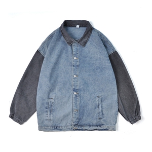 拼接牛仔外套男春秋款韩版百搭夹克休闲宽松ins上衣服JK0861-P65图片