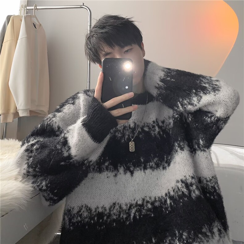 文艺百搭ins日系简约流行慵懒时尚气质长袖毛衣潮流新款原宿，男装针织衫/毛衣，星座1210-1