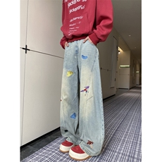 抖音品质美式卡通刺绣解构设计弯刀牛仔裤B315-K25458-特p50控98，男装牛仔裤，电商B315