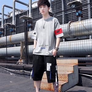 套装男 短袖t恤夏季印花宽松潮流衣服一套帅气夏装两件套T771-P60图片