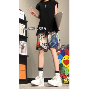 2025夏季新款时尚潮流印花男士五分裤碎花短裤中裤 K891-P30图片
