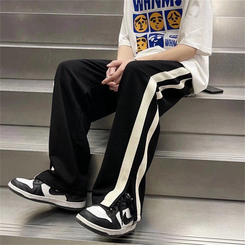 美式街头垂感条纹休闲裤ins直筒宽松阔腿运动长裤男女潮EK77-p35,男装休闲裤,星座1008-1