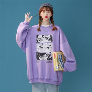 春装衔接新款 中性潮气质完唯美印花圆领套头卫衣W151 P30控48图片