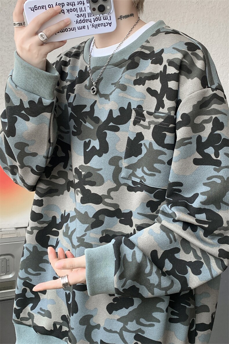WY10177-特P38美式复古迷彩卫衣内搭男女宽松休闲百搭高级感上衣,男装卫衣,电商A059
