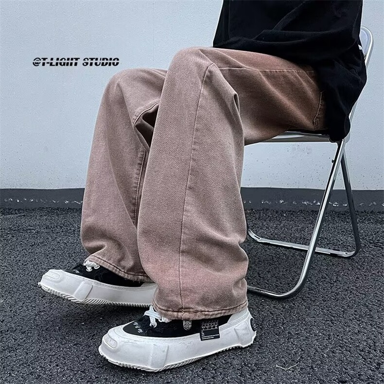 渐变牛仔裤男秋冬款宽松直筒oversize潮牌美式高街裤子N9234-p48图片