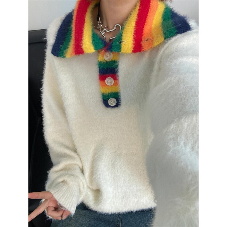 【有货】彩虹高领毛衣男女仿貂毛针织衫外套MY451CC-特P60，男装针织衫/毛衣，星座1007（原301D）