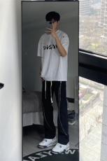 B221美式ins高街小众情侣款拉链微喇休闲裤LK23029-P60控78，男装休闲裤，电商B221