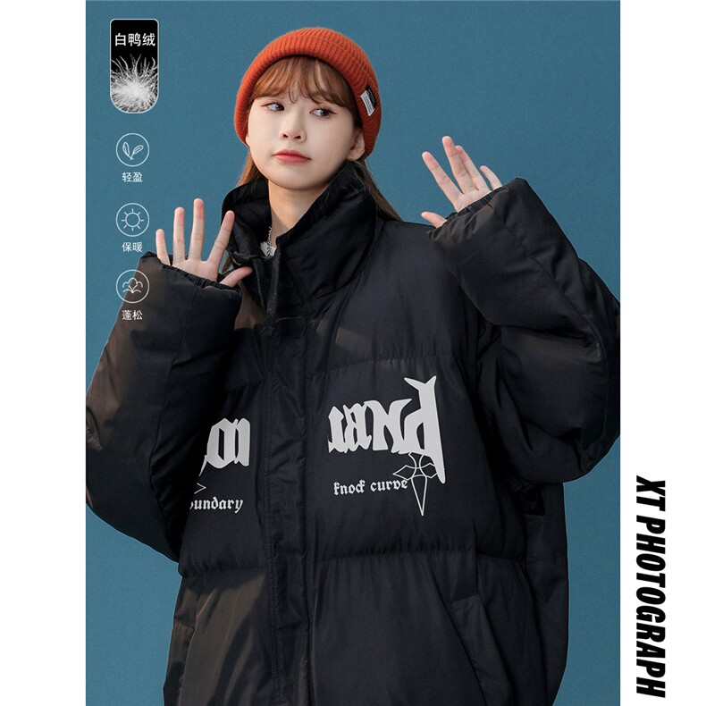 白鸭绒中性22冬季新款时尚字母印花抽绳立领羽绒服YR224P195控258，男装羽绒服，A247A