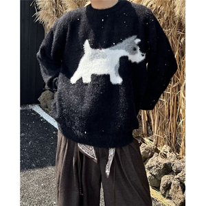 圆领毛衣男女秋冬新款宽松慵懒风针织衫情侣上衣 MY459图片