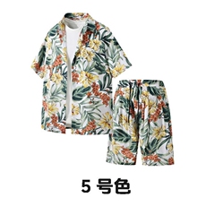 夏季花衬衫男衬衫沙滩透气宽松港风青年花色衬衫TZ001-P45，男装衬衫，电商A128