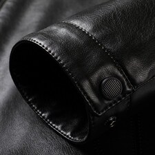秋季纯色立领皮衣中年男士商务休闲上衣新款加绒加厚男装外套2022，男装皮衣，电商B212（原钱塘6029）