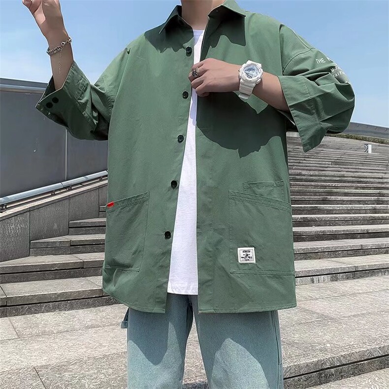 七分袖衬衫男港风日系春季韩版潮流帅气衬衣C139P33,男装衬衫,星座1116-2