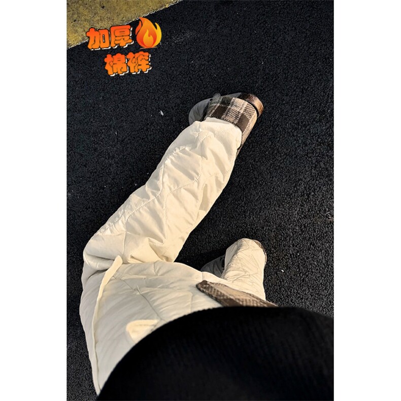 保暖葫芦纹翻边拼接格子大码加厚夹棉棉裤男K24155J加棉特P33控65图片