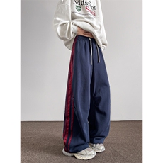 8XL-M美式复古三条杠休闲裤子加绒特大码阔腿卫裤KZ1935P60加绒70，男装休闲裤，电商B238