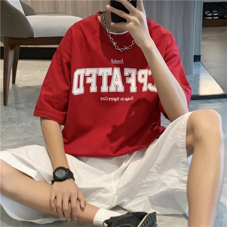 潮牌圆领短袖T恤夏季新款宽松字母印花纯棉休闲JT7P35,男装T恤,星座1116-2