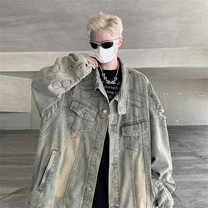 复古做旧机车牛仔外套男小众外套 J2148 P80图片
