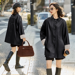 时髦皮衣外套女2025春秋新款休闲气质宽松立领PU皮夹克高级感上衣图片