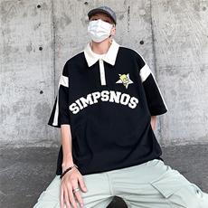 夏季美式拼接刺绣polo衫大码M~5XLXZ604-PL103-P55控68，男装Polo衫，星座604