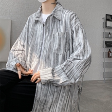 8XL-M灯芯绒长袖衬衫特大码痞帅扎染衬衣美式复古外套CS9002/P55，男装衬衫，电商B238