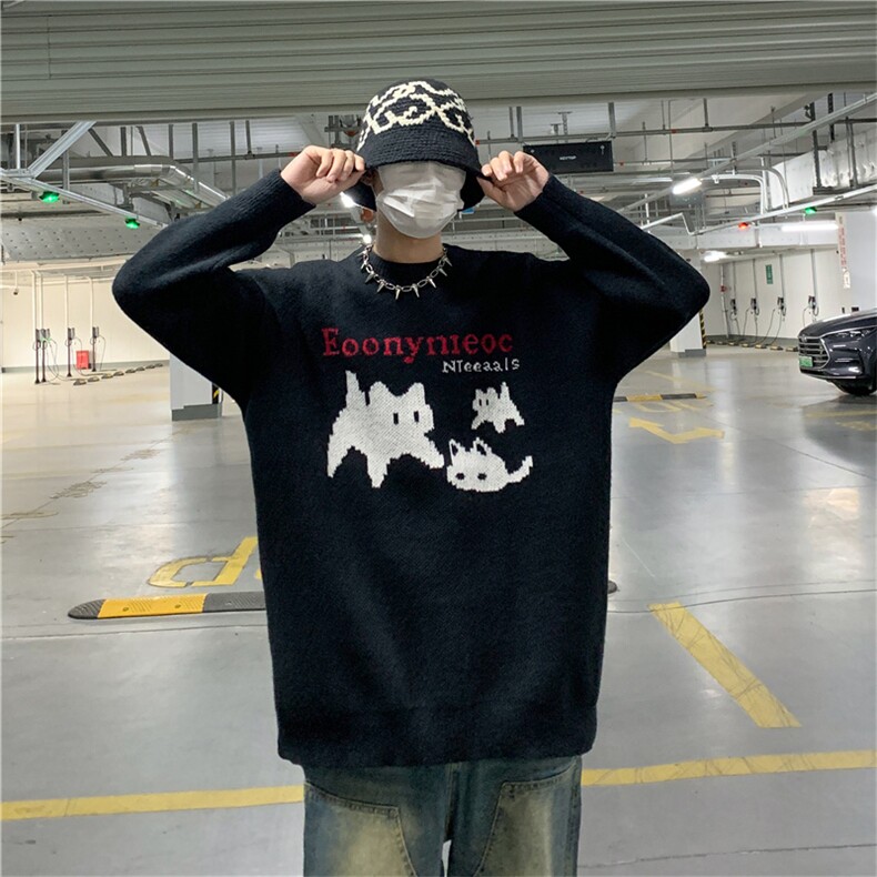 毛衣男秋冬新款高街宽松bf慵懒风针织衫2024潮男秋冬MY032-P48,男装针织衫/毛衣,星座308B-2