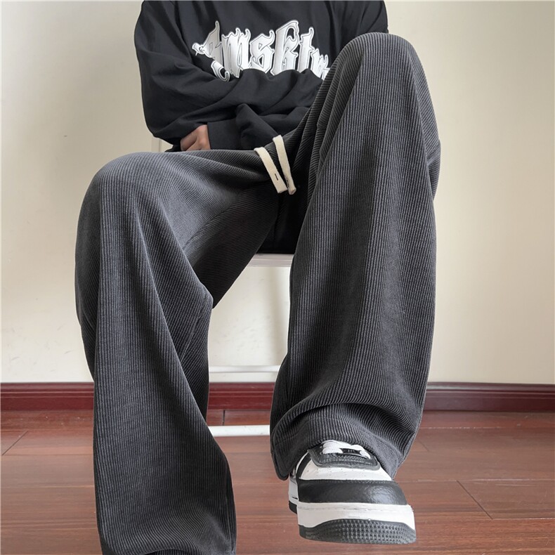 WASSUPHAPPY灯芯绒裤子男春秋季重磅垂感宽松卫裤潮牌阔腿休闲裤，男装休闲裤，星座212A（原A324）