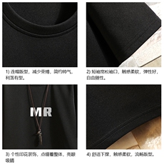 TK28253-P25春夏季七分袖t恤男大码五分袖男短袖中袖砖墙，男装T恤，电商A040A
